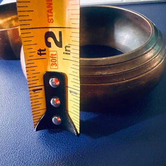 Vintage Chunky Mixed Metal Brass Copper Tone Boho Bangle Set - Picture 5 of 6